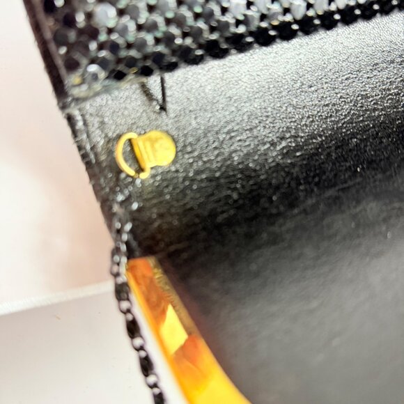 Studio 54 Chic Mesh Evening Bag Clutch Mixed Metals VTG Disco Lucite Rim Glam - Picture 14 of 16